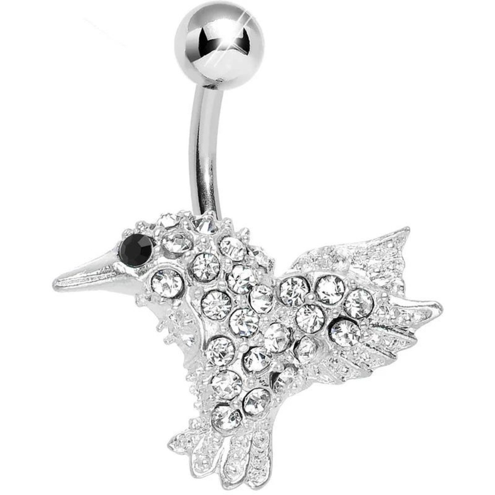 nwt body candy bird hummingbird animal‎ clear silver summer vaca 14G belly ring